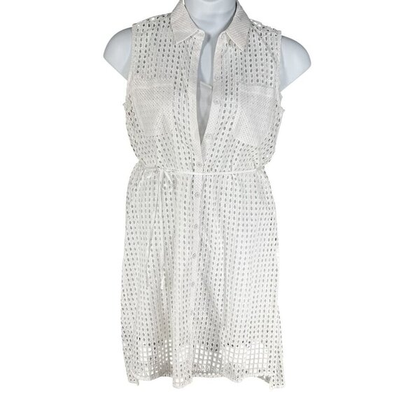 Reed Dresses & Skirts - Reed NEW Women M Novelty White Eyelet Shirt Dress Button Up Preppy Cottagecore